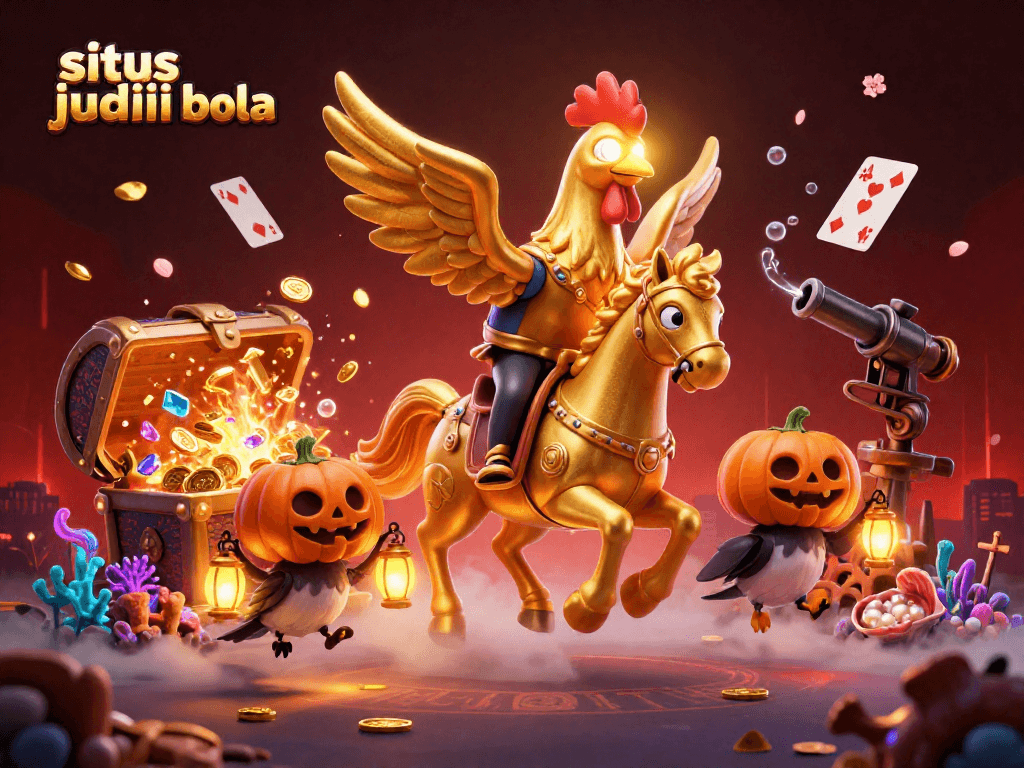 Experience thrilling situs judi bola action with vibrant 3D casino illustration featuring dynamic gaming elements.
