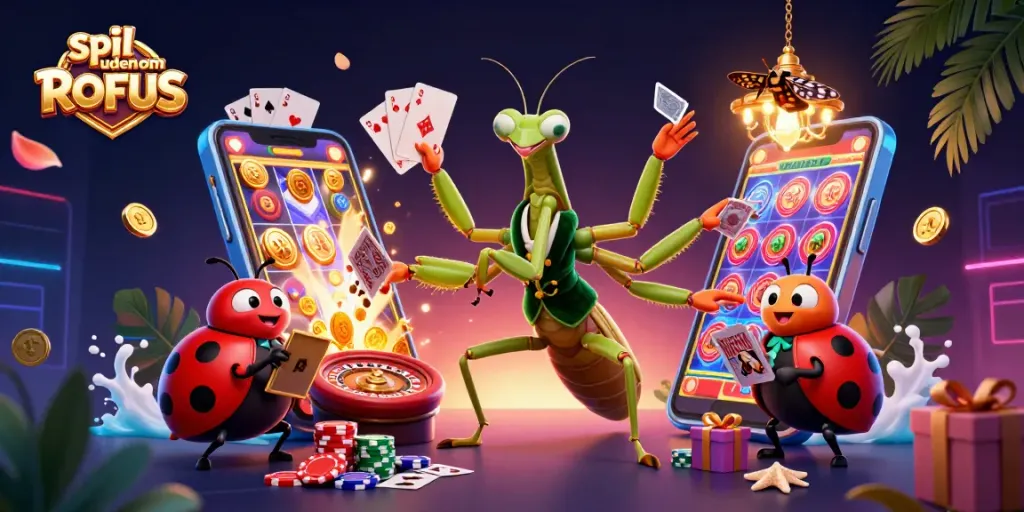 Experience thrilling gaming at spil uden om ROFUS, with vibrant casino elements and dynamic characters.