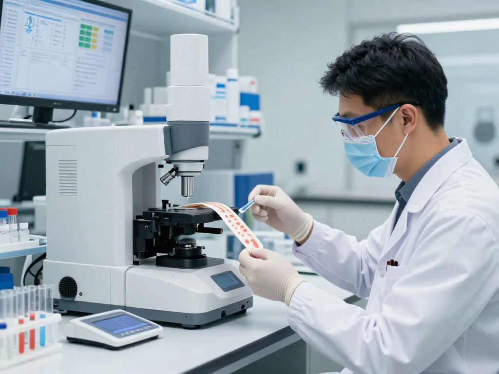 NAD+ Benefits showcased in a modern lab with buccal strip formulations and high-tech equipment, emphasizing innovation.