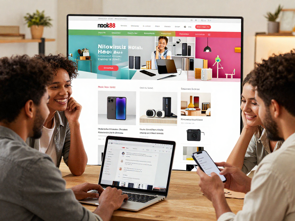 People exploring rokok88 slot login in a vibrant online marketplace for secondhand treasures.