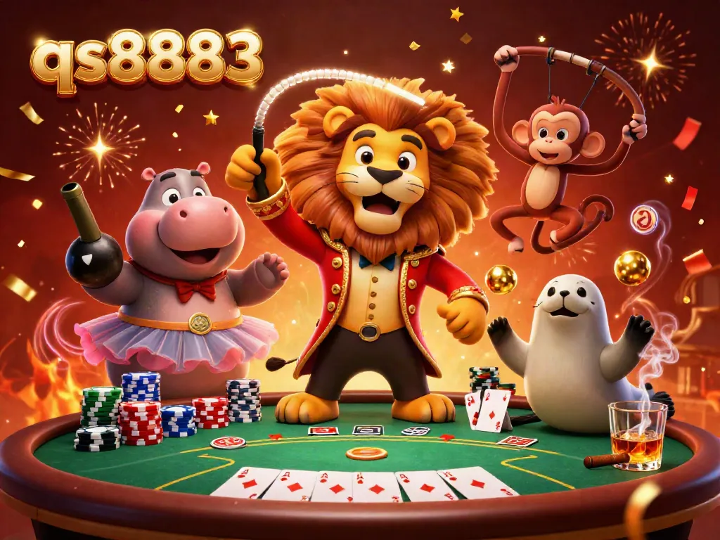 Experience the vibrant qs8883 casino scene with lively characters and dynamic gaming elements.