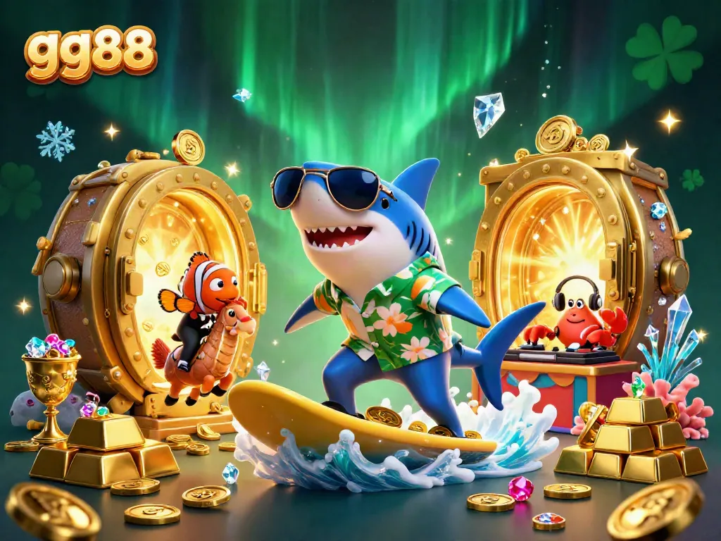 Experience thrilling gameplay with gg88 featuring vibrant casino elements, characters among gold coins.