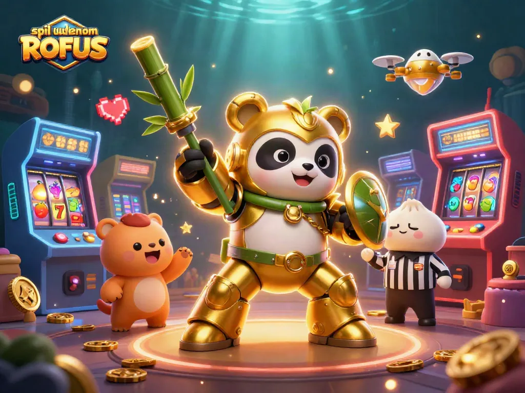 Engage in thrilling gaming with spil uden om ROFUS, showcasing an exciting 3D casino scene with bright visuals.