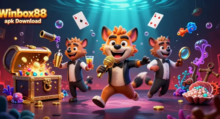 Experience fun with Winbox88 apk download at the comedy casino with vibrant gaming visuals.